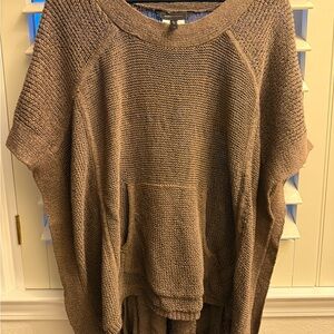 BCBGMaxAzria Taupe Crew Neck Pancho Light  Sweater Boho One Size